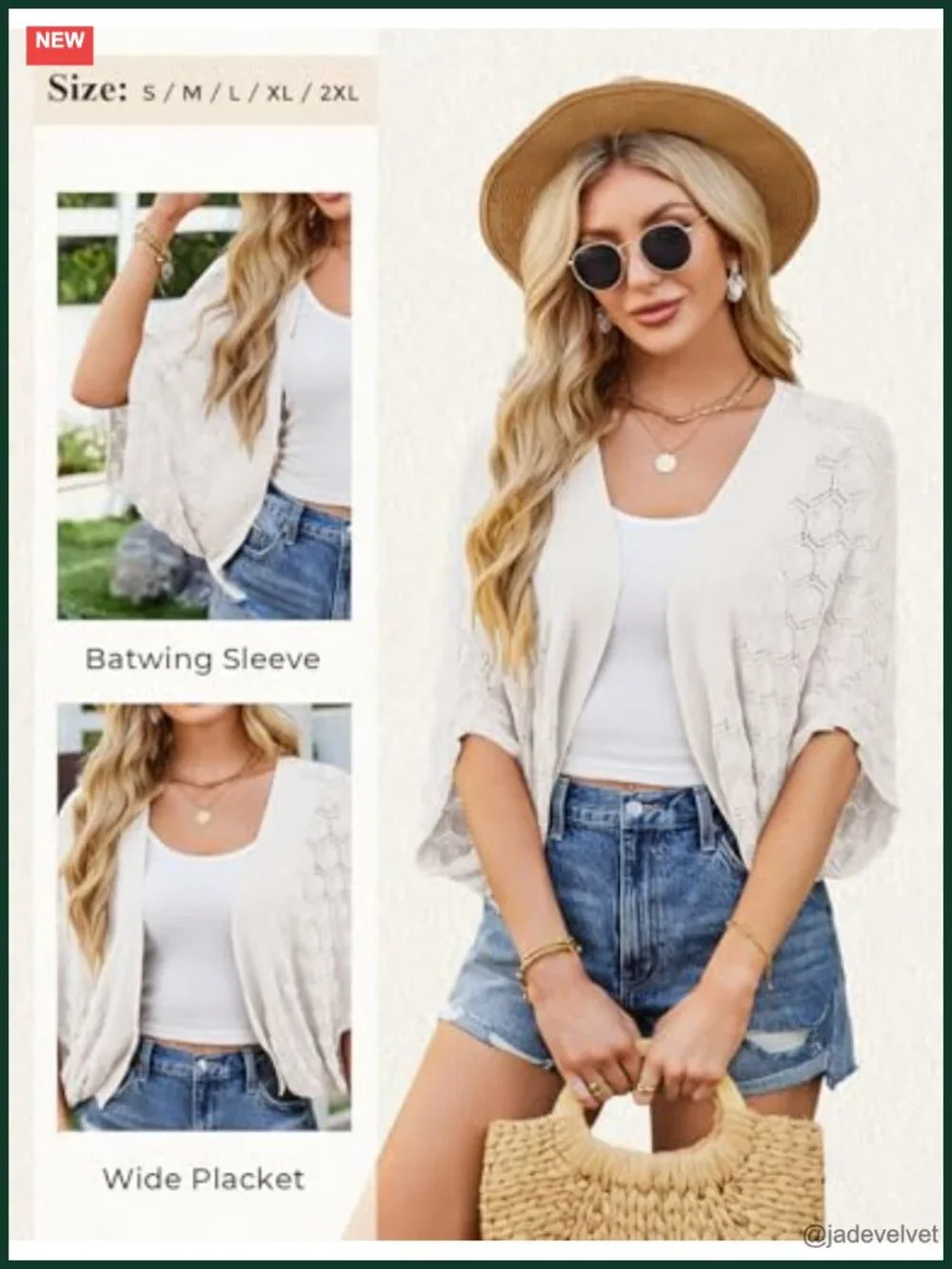 Cropped Cardigan Batwing Sleeve Crochet Bolero Shrug Lightweight Beach Boho
